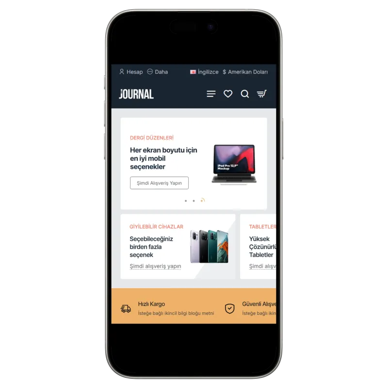 Journal3 Teknoloji & Aksesuar E-Ticaret Teması