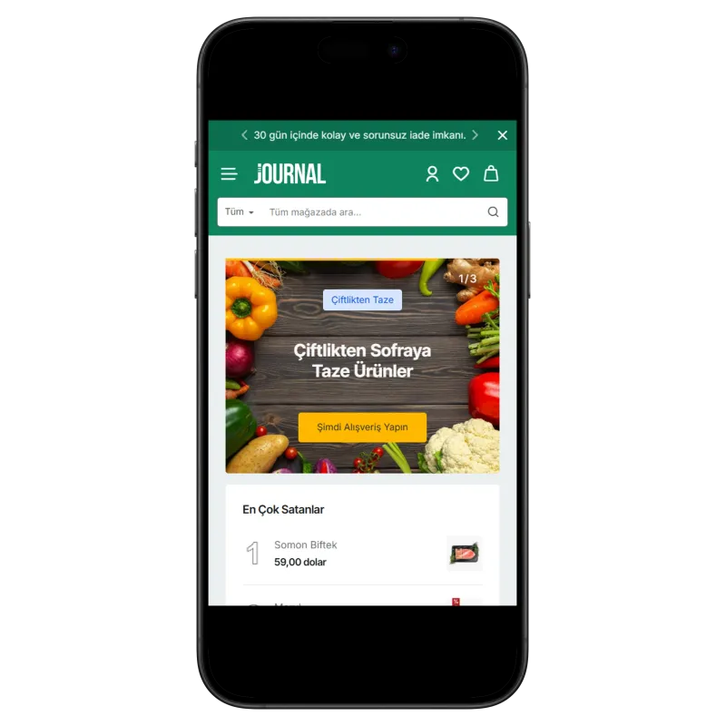 Journal3 Market & Gıda E-Ticaret Teması