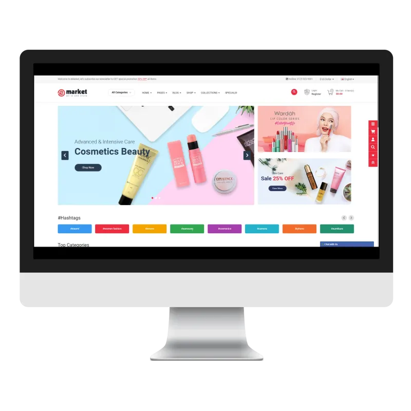 Opencart eMarket Glowvia Teması