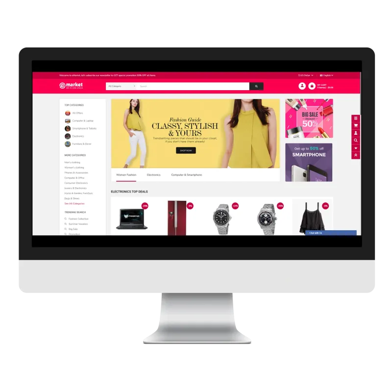 Opencart eMarket ClassyHub Teması