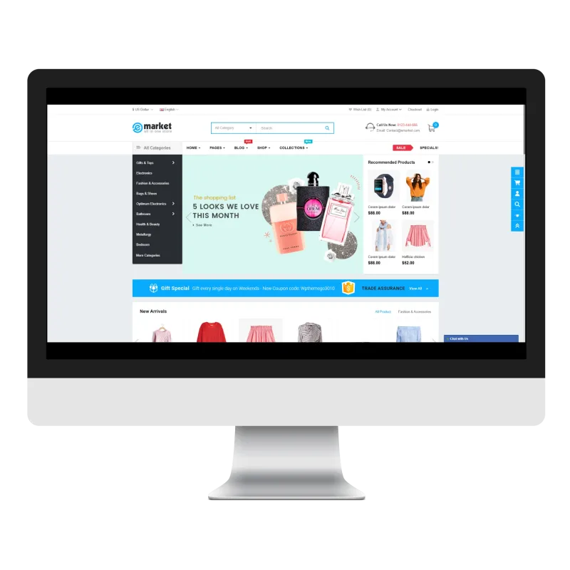 Opencart eMarket Glowia Teması