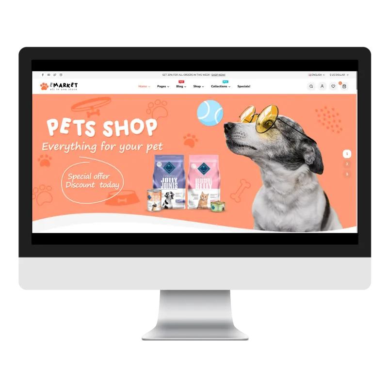 Opencart eMarket PetShop Teması