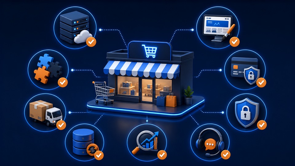 OpenCart komisyonsuz mağaza kurulumu için hosting tema modül güvenlik ve destek kontrol listesi