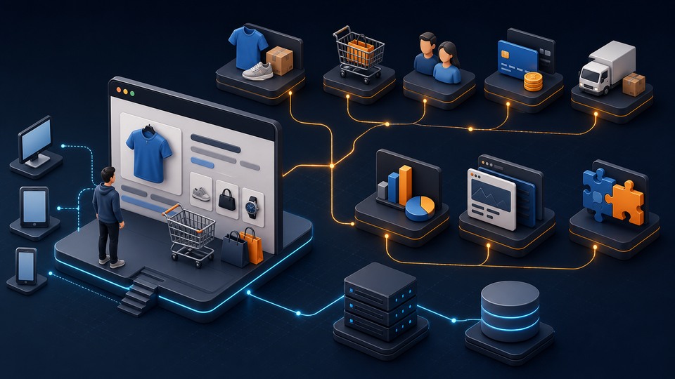 OpenCart mağaza, ürün, sipariş, ödeme, kargo, rapor ve modül mimarisi