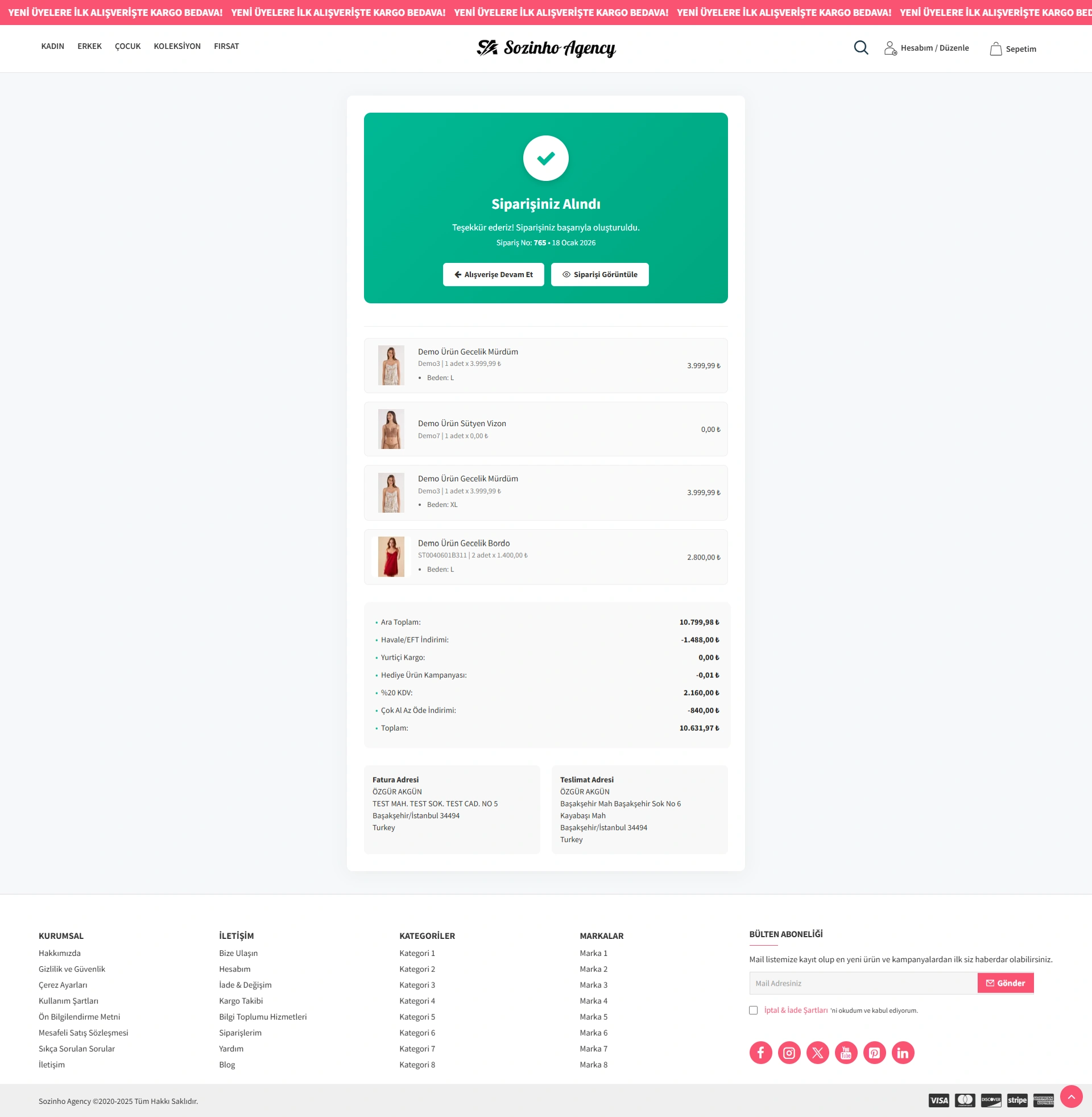 Sipariş Tamamlandı