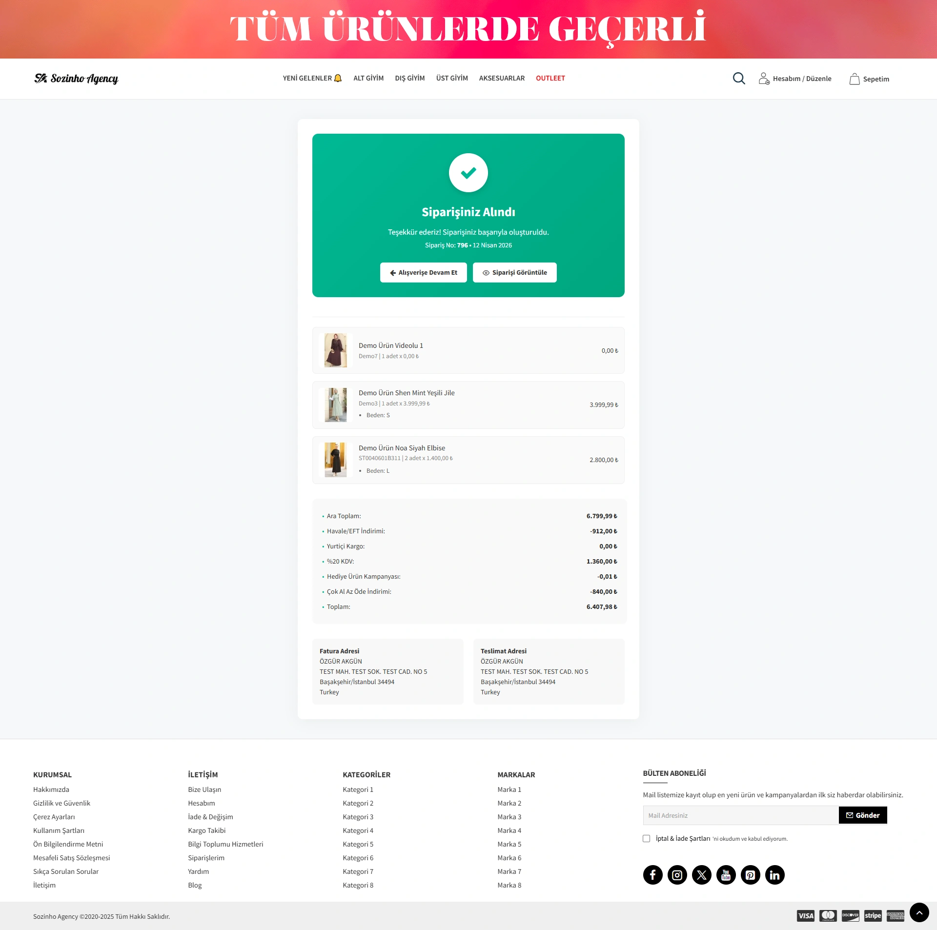 Sipariş Tamamlandı