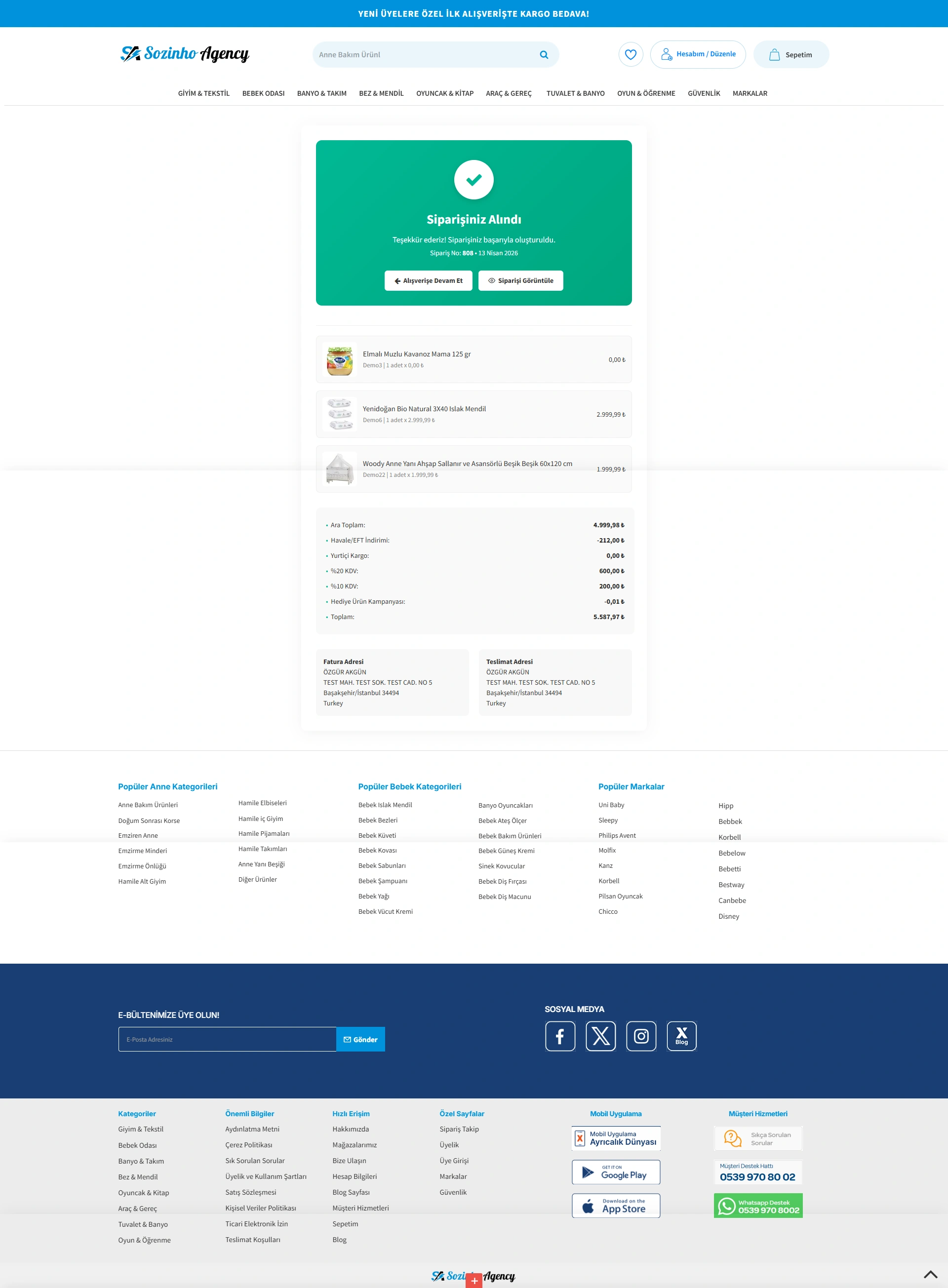 Sipariş Tamamlandı